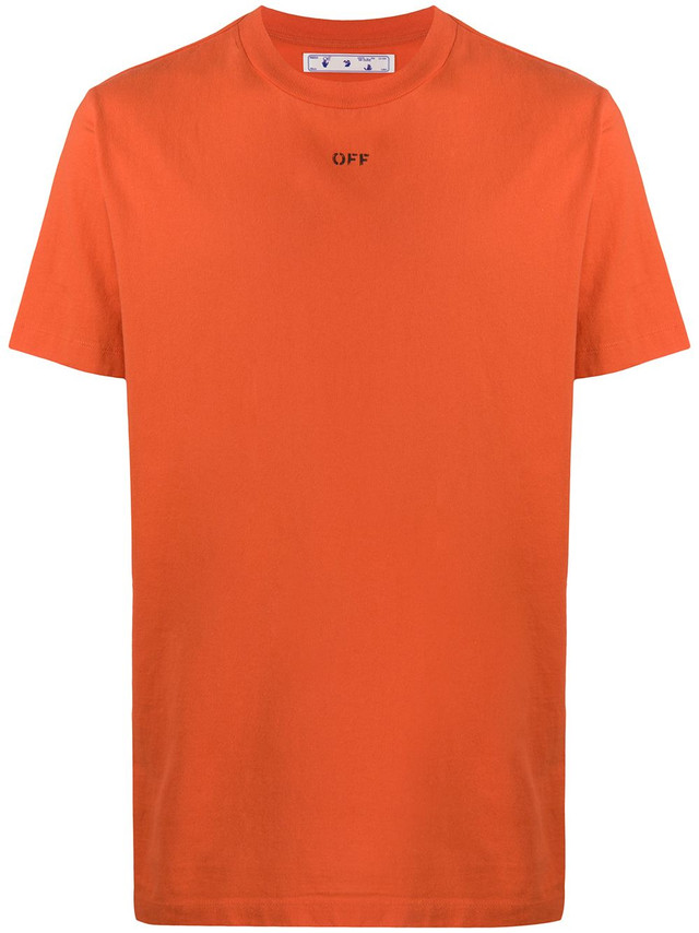 Buy Off-White Stencil Short Sleeve Slim T-shirt Orange Black