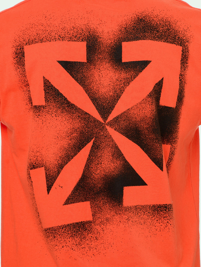 Order Off-White Stencil Short Sleeve Slim T-shirt Orange Black