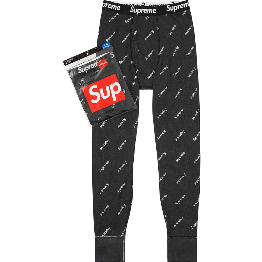 Supreme Hanes Thermal Pant (1 Pack) Black Logos - Novelship