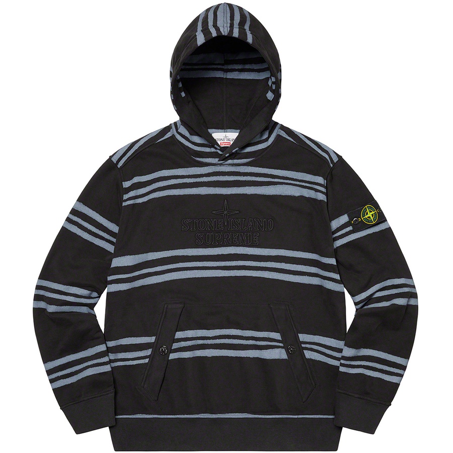 Supreme x Stone Island Warp Stripe Hooded Sweatshirt Black - Novelship
