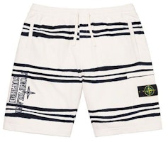 Supreme x Stone Island Warp Stripe Sweatshort White Supreme x Stone Island Warp Stripe Sweatshort White