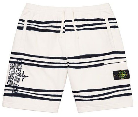 Supreme x Stone Island Warp Stripe Sweatshort White Buy Supreme x Stone Island Warp Stripe Sweatshort White