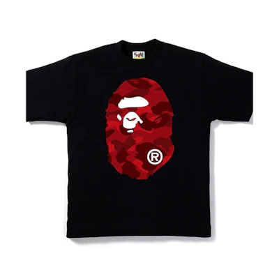Bape Color Camo Big Ape Head T-shirt Black Red
