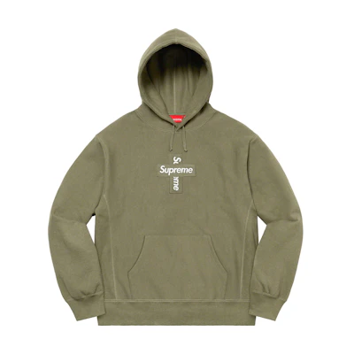 Supreme Cross Box Logo Hooded Sweatshirt Light Olive