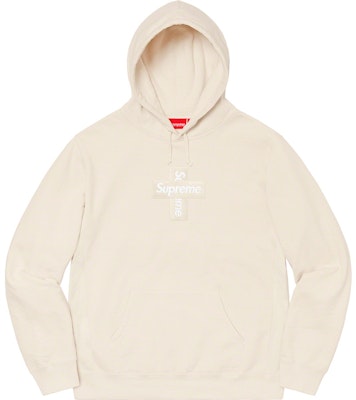 Supreme Cross Box Logo Hooded Sweatshirt Natural - Novelship