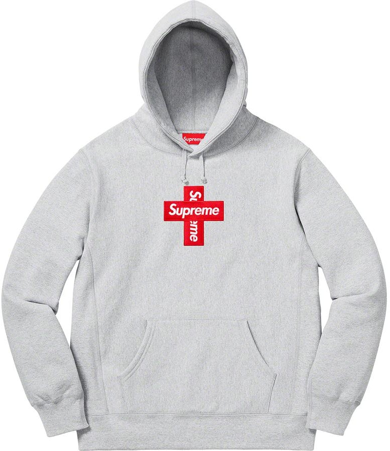 Supreme cross box logo hooded sweatshirt heather grey Outlet