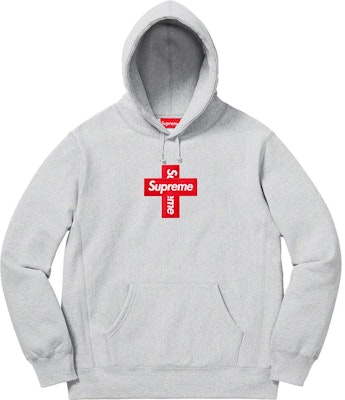 Supreme Cross Box Logo Hooded Sweatshirt Heather Grey Novelship