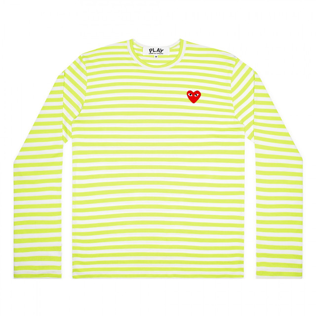 Comme des Garçons Play Striped T-shirt (Green) Long Sleeve Women