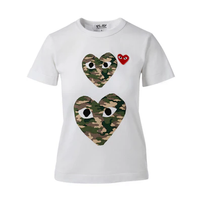 Comme des Garçons "Double Camo Heart" White T-shirt Women