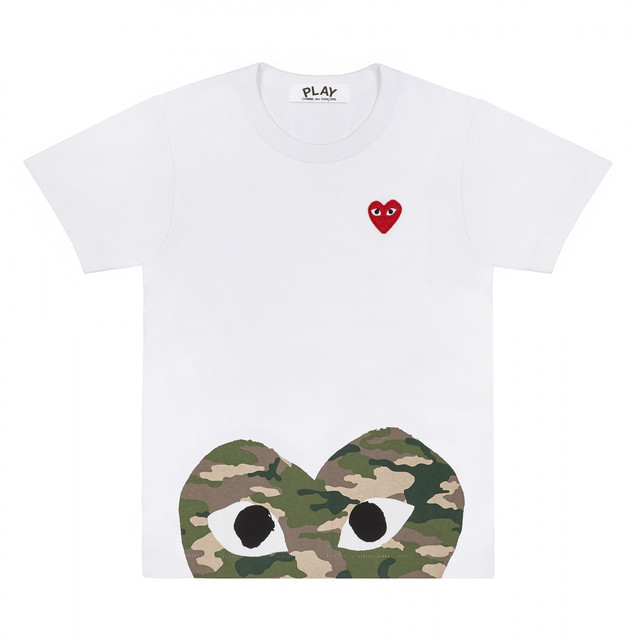 Comme des Garçons "Camo Edge Heart" White T-shirt Men