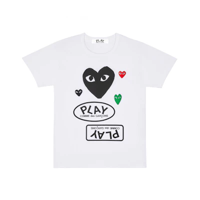 CDG Play Multiple Heart Black Printed T-shirt Men