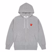 Comme des Garçons Red Emblem Zip Hoodie Grey Comme des Garçons Red Emblem Zip Hoodie Grey