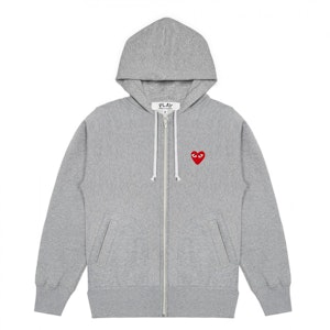 Comme des Garçons Sudadera Capucha Gris con Cremallera y Emblema Rojo Buy Comme des Garçons Sudadera Capucha Gris con Cremallera y Emblema Rojo