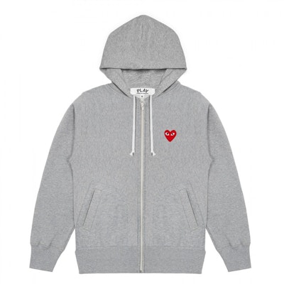Comme des Garçons Red Emblem Zip Hoodie Grey Buy Comme des Garçons Red Emblem Zip Hoodie Grey