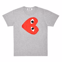 Comme des Garçons Red Print Heart Grey T-shirt Men Comme des Garçons Red Print Heart Grey T-shirt Men