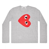 Comme des Garçons Red Print Heart Grey Long Sleeve Men Comme des Garçons Red Print Heart Grey Long Sleeve Men