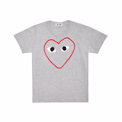 Comme des Garçons 3D Red Heart Grey T-shirt Men