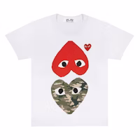 Comme des Garçons "Camo With Upside Down Heart" White T-shirt Women Comme des Garçons "Camo With Upside Down Heart" White T-shirt Women