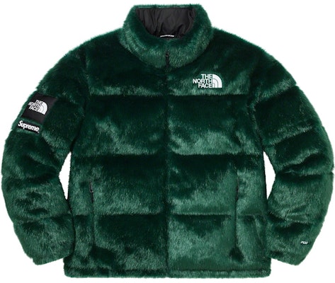 Supreme x The North Face Faux Fur Nuptse Jacket Green - Novelship