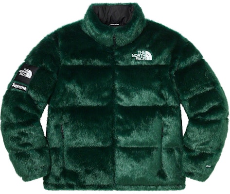 Supreme x The North Face Faux Fur Nuptse Jacket Green