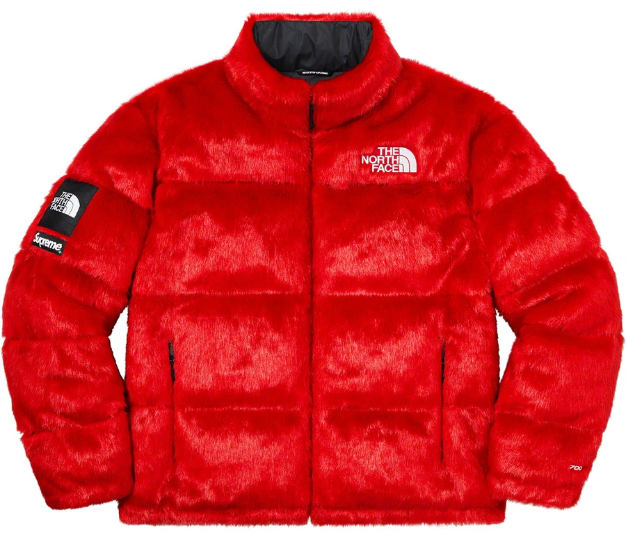Supreme x The North Face Faux Fur Nuptse Jacket Red Novelship