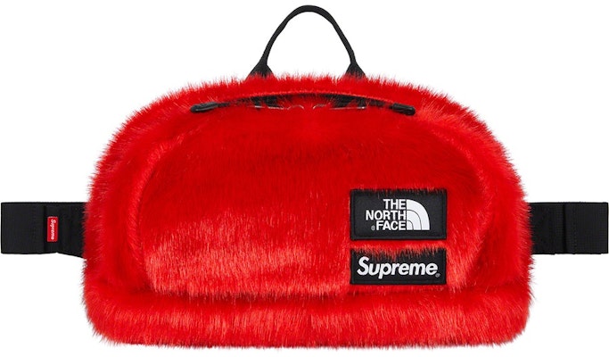 Supreme NorthFace Faux Fur Waist Bag 赤