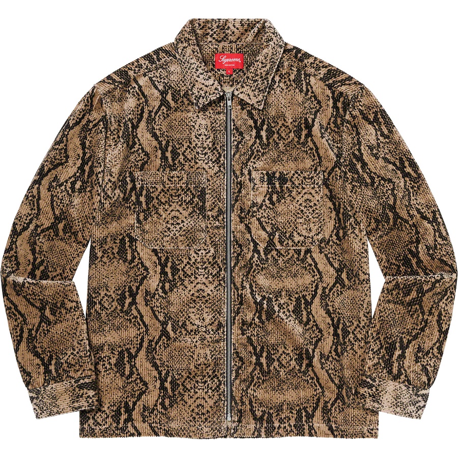 Supreme Snakeskin Corduroy Zip Up Shirt Tan