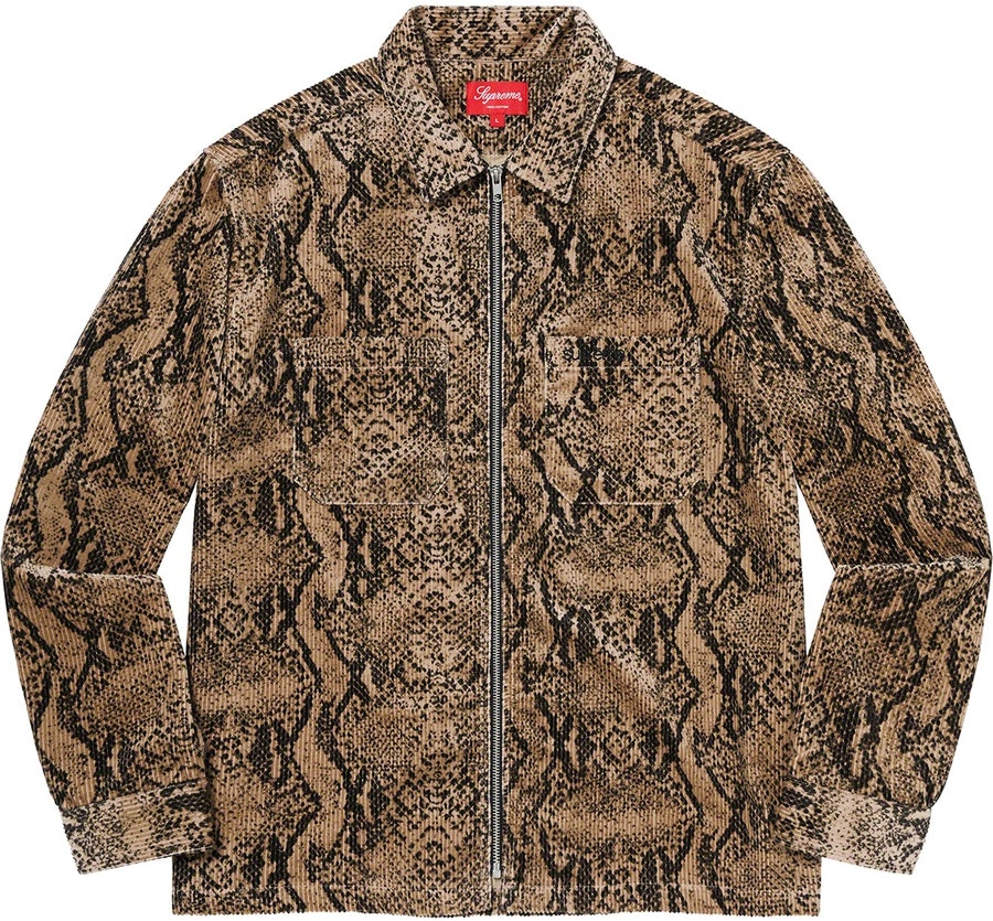 supreme-snakeskin-corduroy-zip-up-shirt-tan