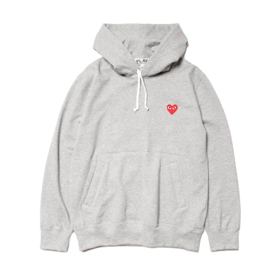 CDG Play Heart Logo Hoodie Grey