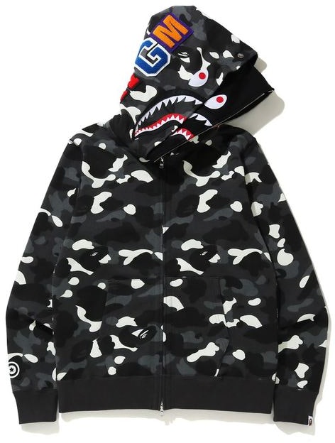 Bape full zip camo shark hoodie Clearance