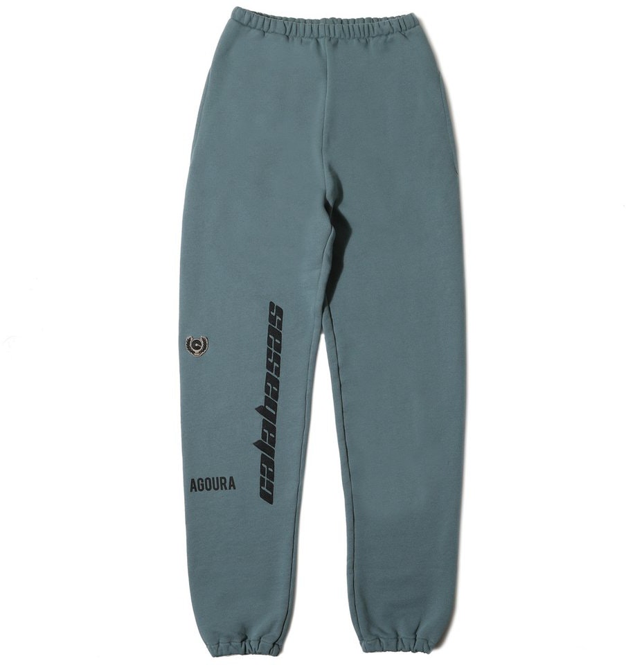 adidas Yeezy Calabasas Embroidered French Terry Pants Hospital Blue Novelship