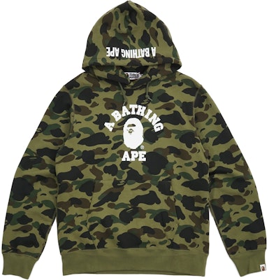 Buy BAPE 1st Camo College Logo Pullover Hoodie Green Novelship