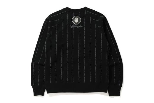 Order BAPE Krew Leher Bulat Jalur Teks Hitam