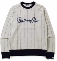 BAPE Text Stripe Crewneck White BAPE Text Stripe Crewneck White