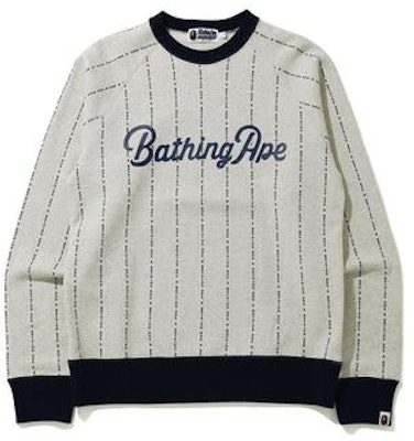 BAPE 條紋文字白色圓領毛衣 Buy BAPE 條紋文字白色圓領毛衣
