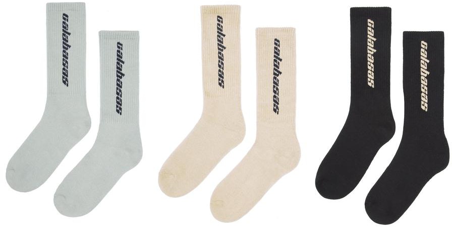 adidas Yeezy Calabasas Socks 3 Pack Core Glacier Sand Novelship