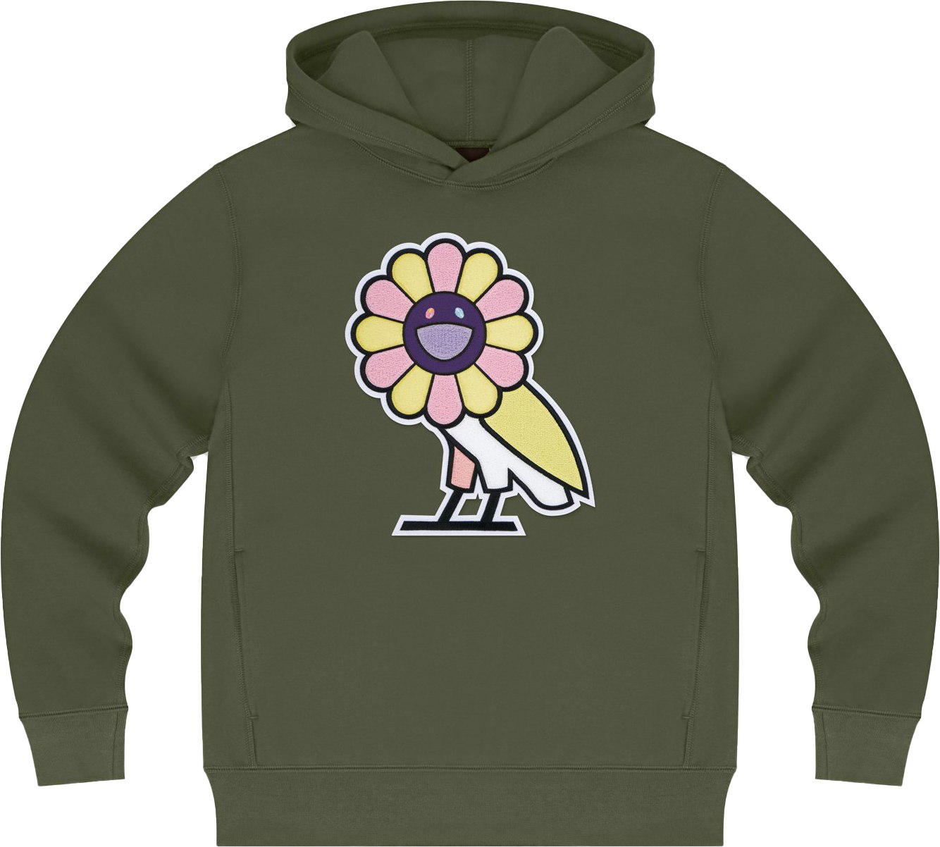Takashi Murakami x OVO Surplus Flower Owl Hoodie Military Green