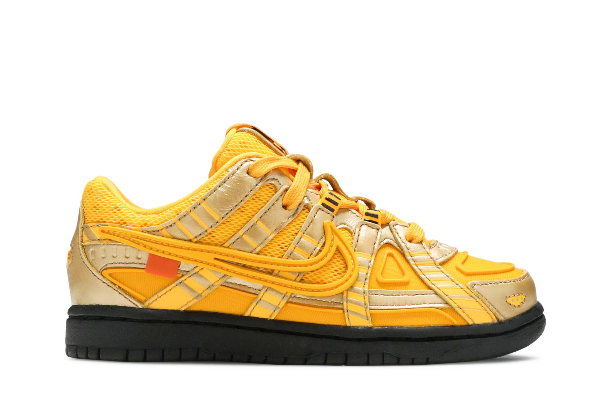 Off‑White x Nike Air Rubber Dunk 'University Gold' (PS) - CW7410