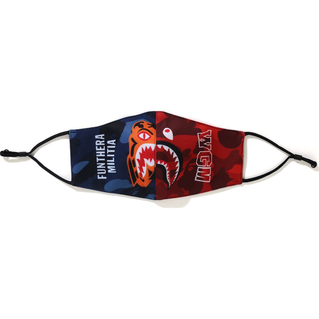 BAPE Color Camo Tiger Shark Half Mask Navy - 노블쉽