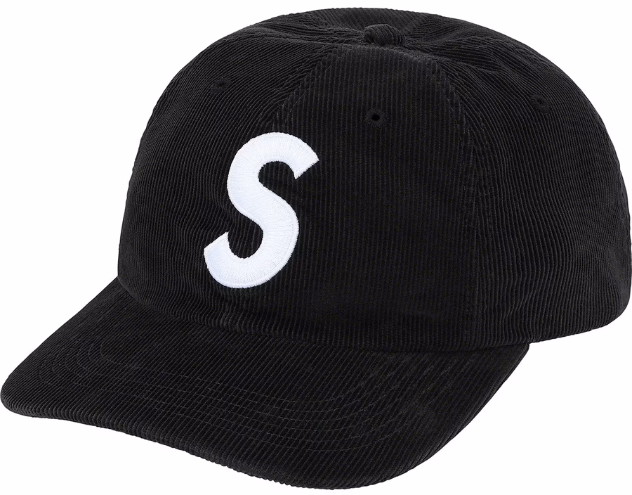 supreme-fine-wale-corduroy-s-logo-6-panel-black