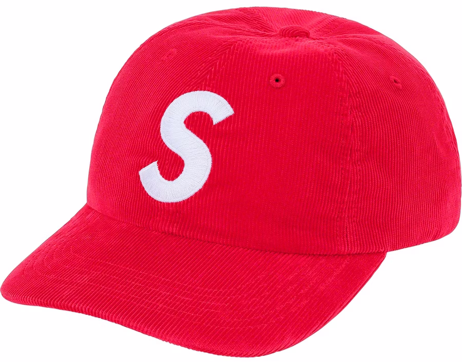 supreme-fine-wale-corduroy-s-logo-6-panel-red
