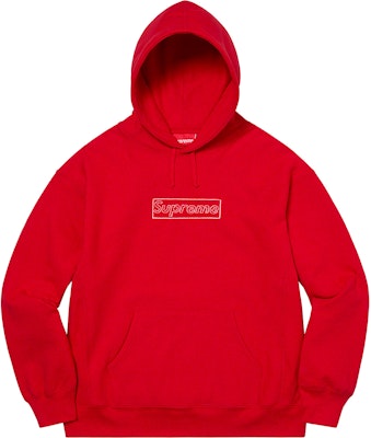 Supreme x KAWS Chalk Logo Hooded Sweatshirt Red - Novelship