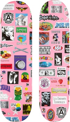 Supreme Stickers Skateboard Deck Pink Buy Supreme Stickers Skateboard Deck Pink