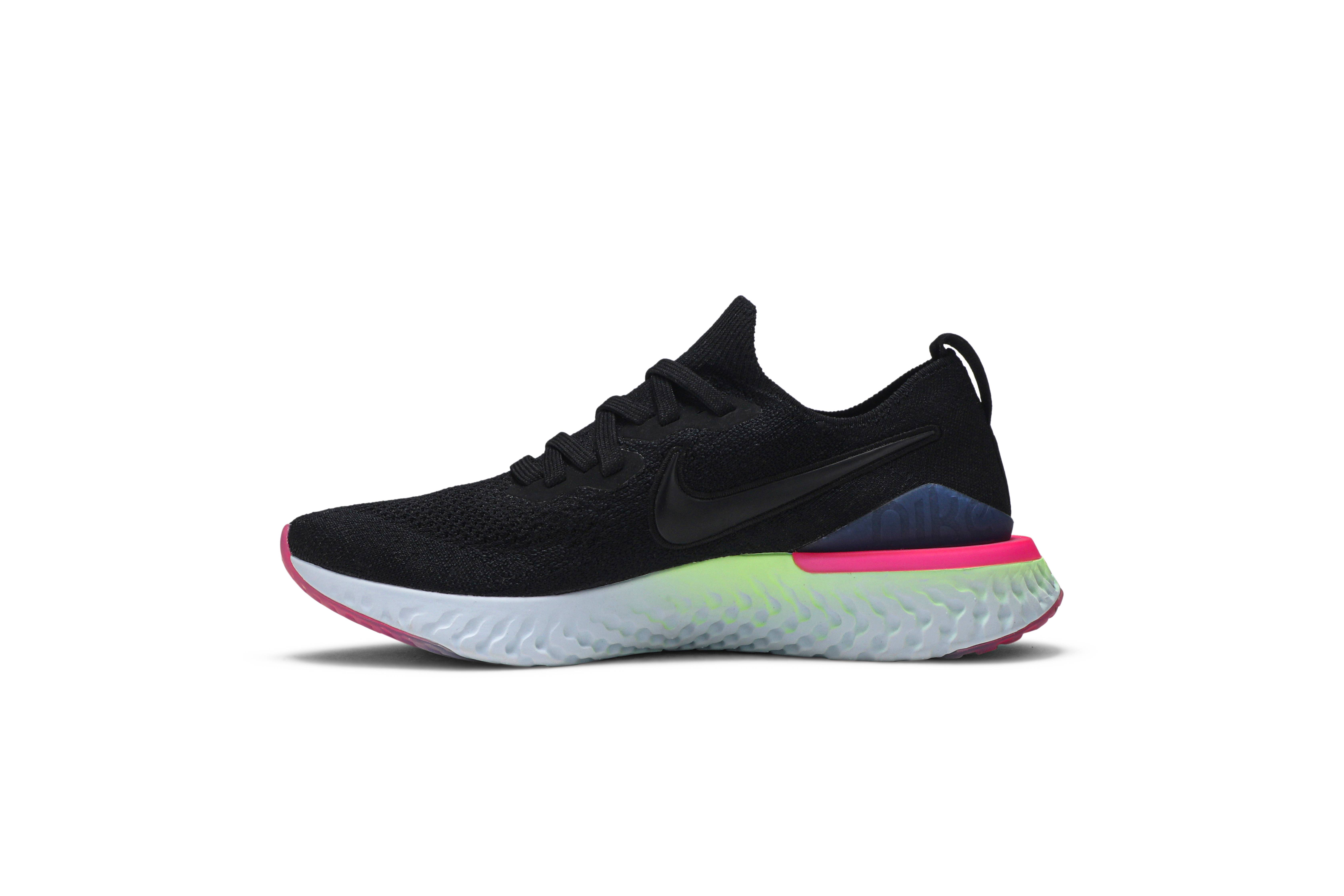 nike epic react flyknit 2 black sapphire hyper pink
