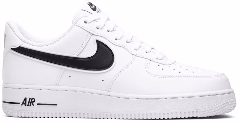 White air force 2025 1 low black swoosh