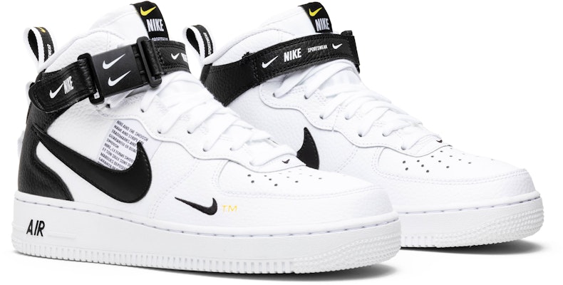 Nike Air Force 1 Mid Utility White Black 804609-103  Nike fashion shoes,  Nike air shoes, Black nike shoes