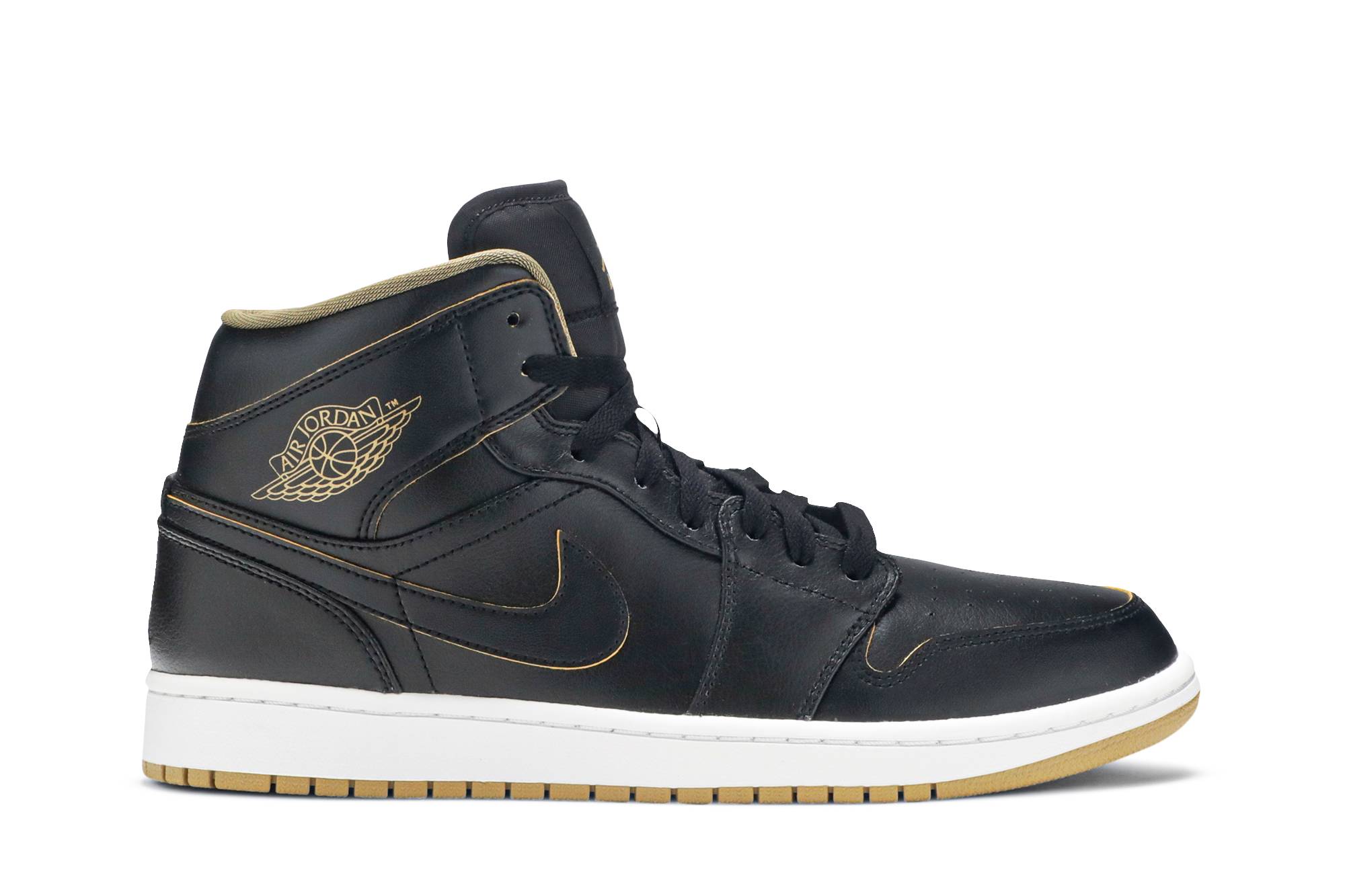 black and gold jordan 1 mids