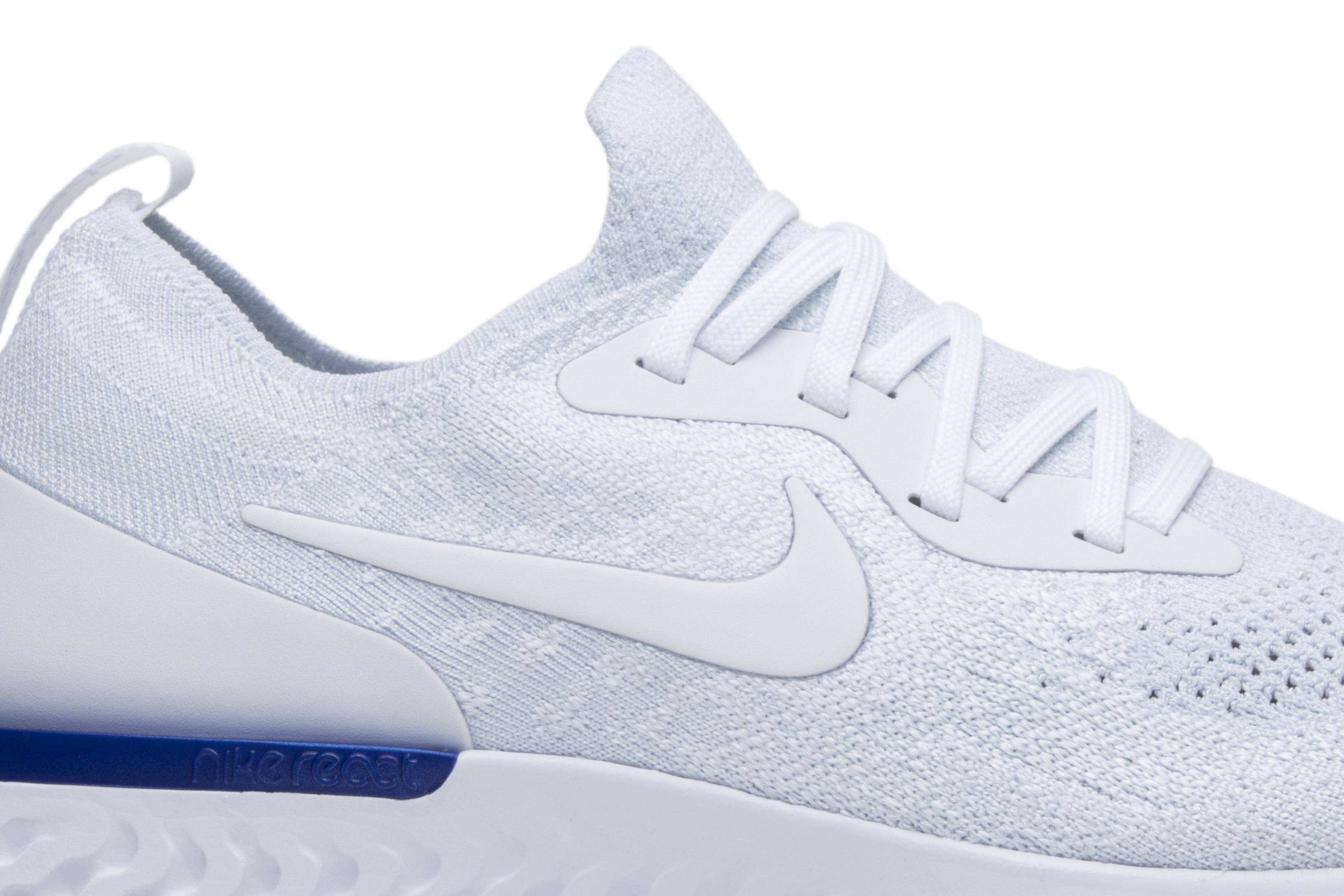 white racer blue nike epic react