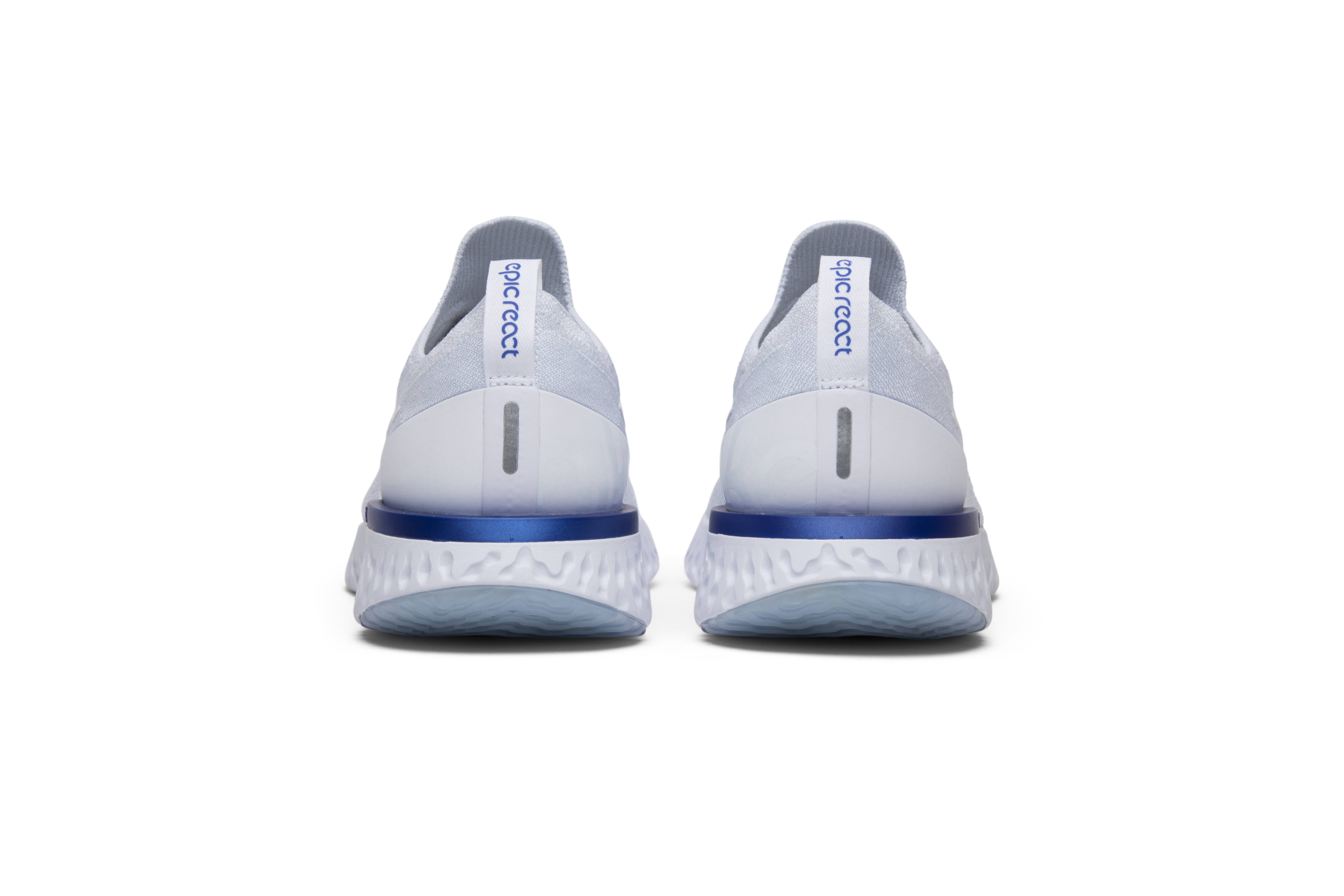 nike epic react flyknit white racer blue pink blast