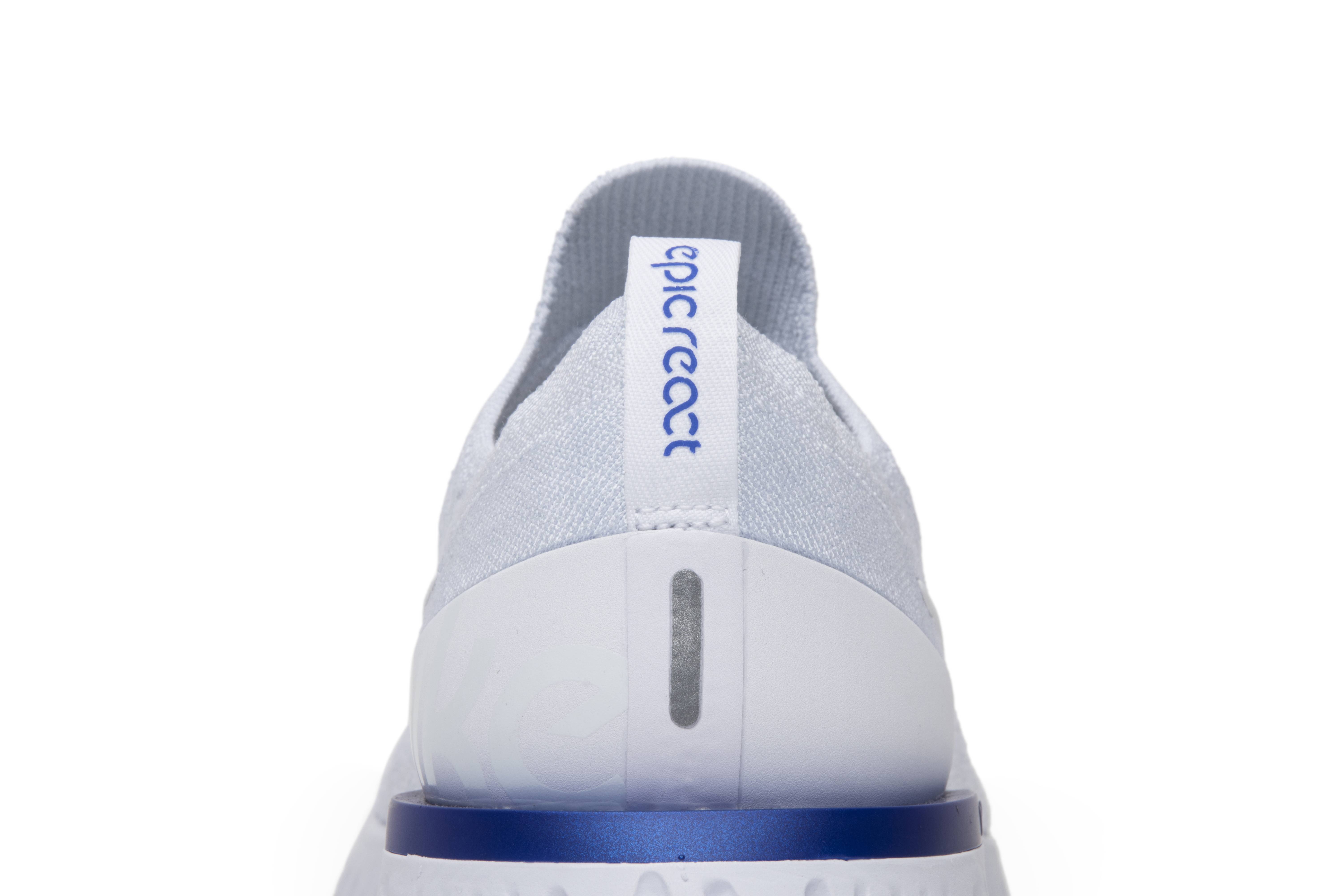 white racer blue nike epic react